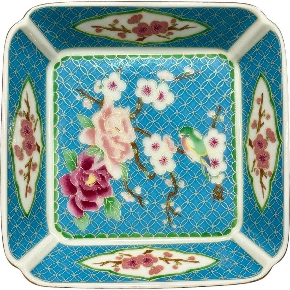 Takahashi Vintage 80s San‎ Francisco Cherry Blossom Porcelain Hand Painted Dish